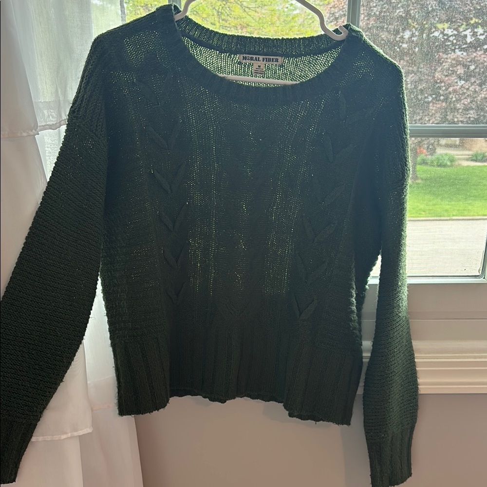 Moral Fiber Green Crew Neck Sweater
